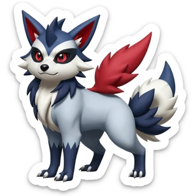 Mightyena-Zorua-Zangoose-Obstagoon-Absol-hybrid-fusion, full body sticker