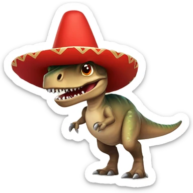 Dinosaure with red manties and sombrero  sticker
