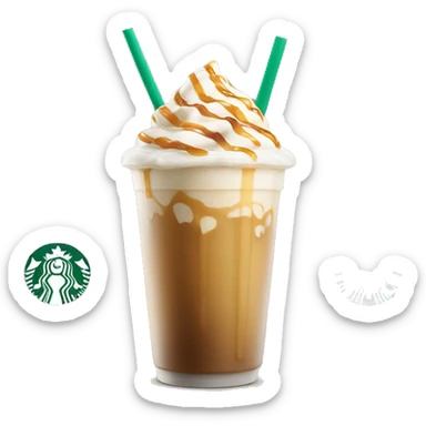 Starbucks iced vanilla latte with caramel drizzle sticker