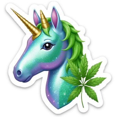 Weed leaf with a Glitter unicorn  sticker