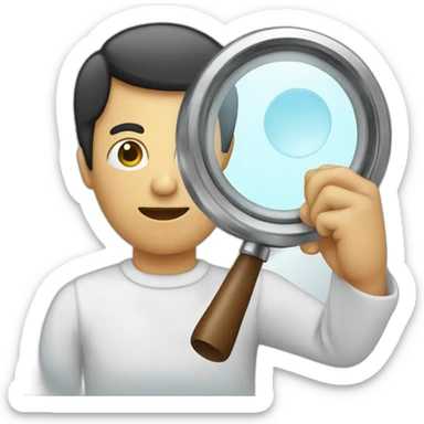 person with a magnifying glass sticker