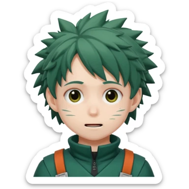 deku from my hero academia with a cute expression sticker