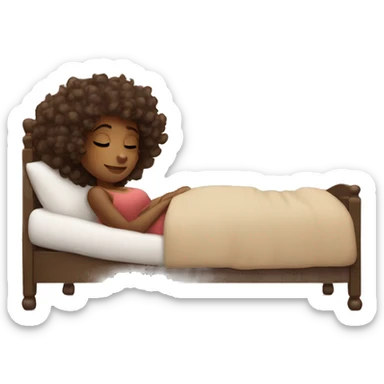 Brown girl with curls relaxing in bed sticker