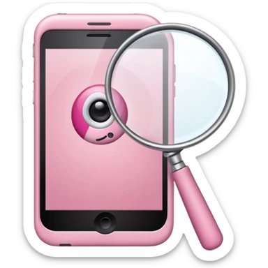 mix light pink dark pink and white girly phone internet with a magnifying glass sticker