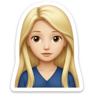 a girl with blonde long silky hair.  sticker