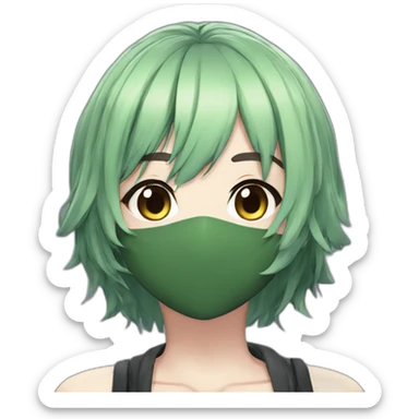 amiki green hair from epic seven vampire hunter female short hair brown eyes sticker