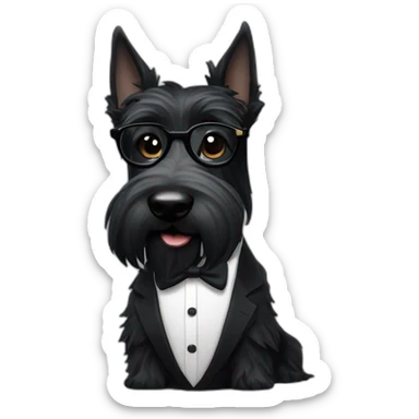 Scottish terrier all black in suit and glasses sticker