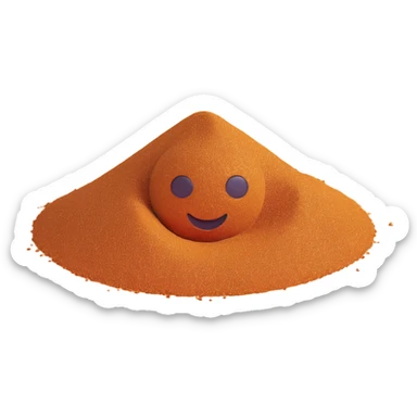 close-up of iron sand particles, metallic shimmer, emoji style sticker