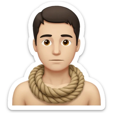A man hung by his neck with a rope sticker