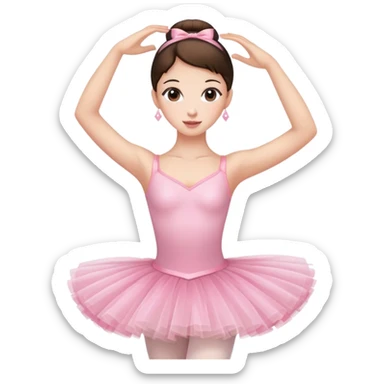Ballerina brunette wearing a pink tutu sticker