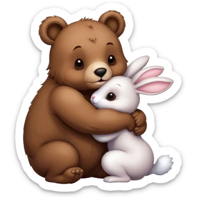 A bear kissing a bunny sticker