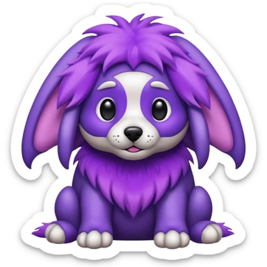 alien dog purple, folded ear sticker