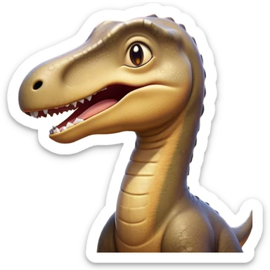 Cinematic Cute Yawning Brachiosaurus Portrait Emoji, Head tilted slightly with a dramatic, wide-open yawn, showcasing a gently drooping long neck and a small head with sleepy, half-closed eyes, set against a massive, textured body in warm earth tones, Simplified yet irresistibly adorable features, highly detailed, glowing with a soft, cozy golden glow, high shine, relaxed yet expressive, stylized with a dash of whimsical ancient charm, soft glowing outline, capturing the essence of a drowsy yet affectionate Brachiosaurus that appears ready to stretch and yawn its way out of the screen! sticker