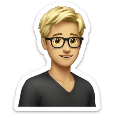 blond boy, tan, black glasses, hot, young sticker