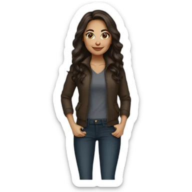 Interior designer light skin girl with long dark brown hairand dark brown eyes sticker