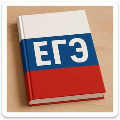 A book with a white, blue, and red tricolor cover, featuring large Cyrillic letters 'ЕГЭ' written on it sticker