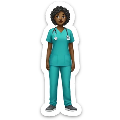 Black girl full body turned left in scrubs uniform sticker