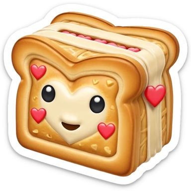 Toaster strudel with hearts sticker