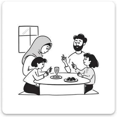 Muslim family waking up for early morning meal during Ramadan sticker