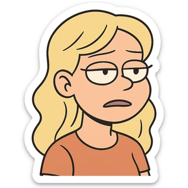 flat toon style blonde girl's face sticker