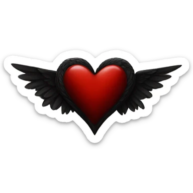 Deep red heart with black wings  sticker