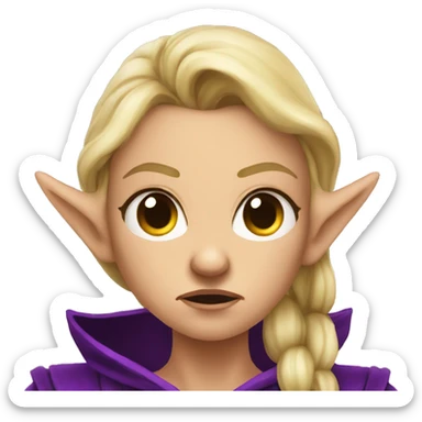 Noble female Elf with Elf ears and blonde hair and purple robes Angry angry angry expression sticker