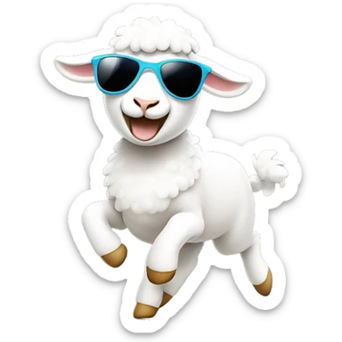 A lamb dancing with sunglasses and add motion  sticker