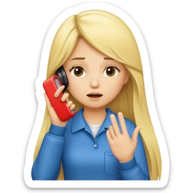 blonde cartoon girl long hair calling for a timeout sticker