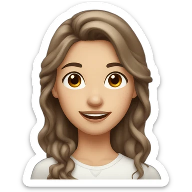 winking face of girl with long brown hair and silver earrings with brown eyes and thin eyebrows sticker