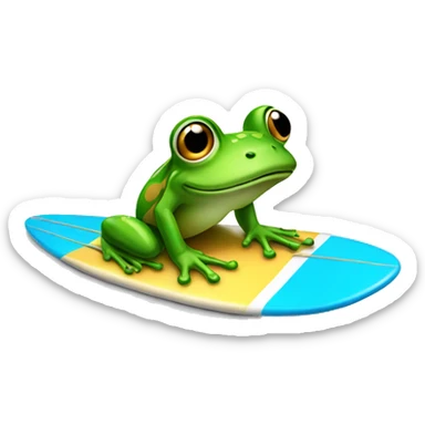 Frog on a surfboard sticker