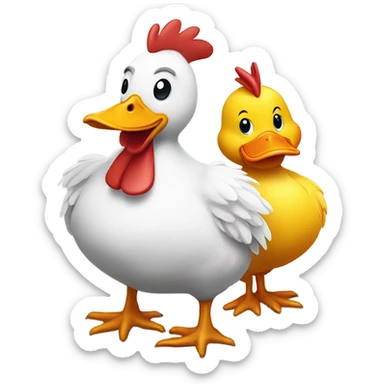 Chicken and duck alliance sticker
