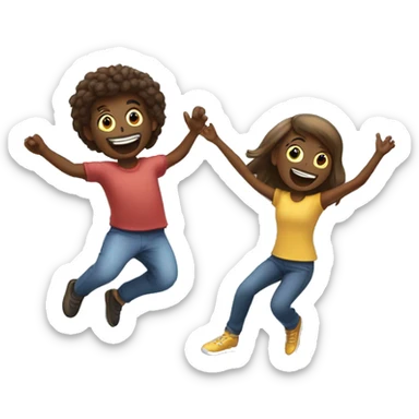 2 People jumping on a trampoline sticker