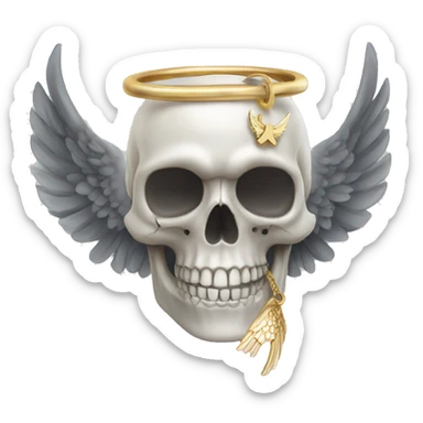 Skull with wings and an angel ring sticker