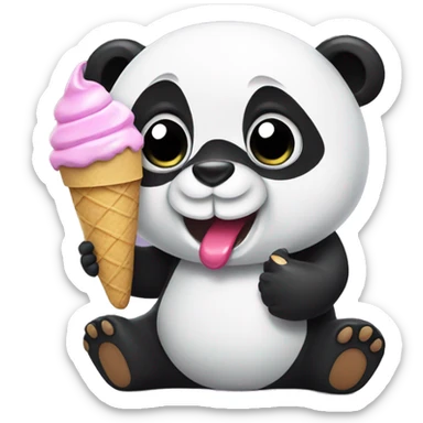 Panda eating ice cream sticker