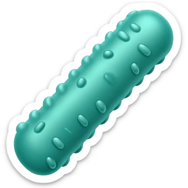Lactobacillus bacteria emoji, thick rod shape, teal green, soft fibrous texture, clean ingredient icon style sticker