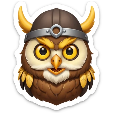 a cartoon Viking owl with horned cap sticker