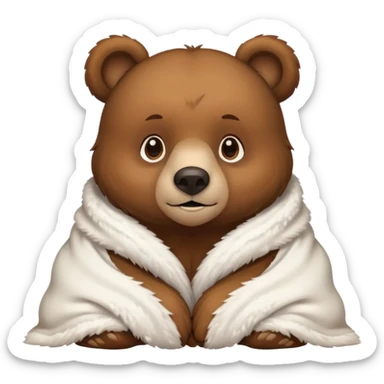 Bear cozy in white blanket sticker