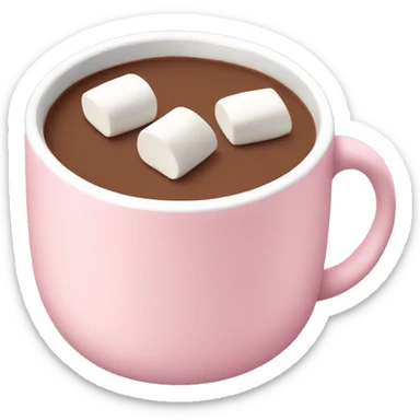 Light Pink mug of hot chocolate with marshmallows  sticker