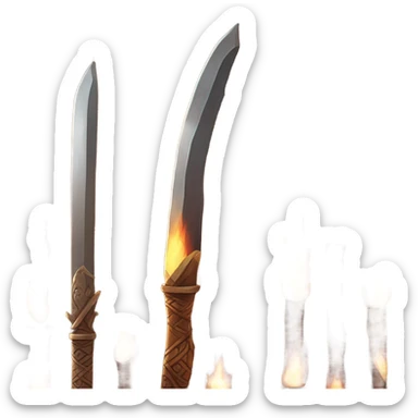 Flaming Wooden sword sticker