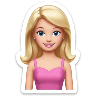 barbie wear pink dress sticker