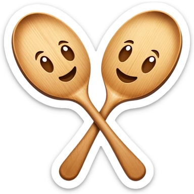two wooden spoons hitting each other with their flat sides, creating a cross-like shape with their handles sticker