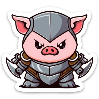 angry Minecraft baby Piglin in leather armor sticker