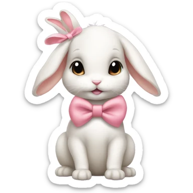 Baby bunny with coquette bow on ear sticker
