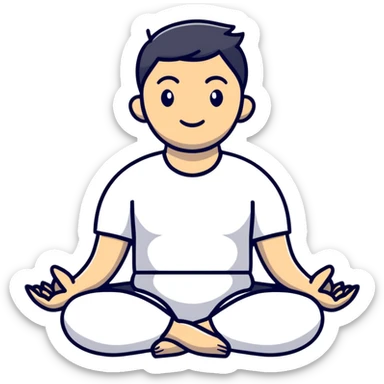 man sitting in lotus position on the ground sticker