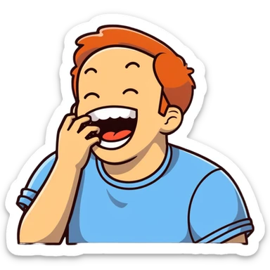 Guy choking himself while laughing sticker