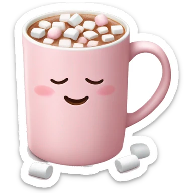Light Pink mug of hot chocolate with marshmallows  sticker