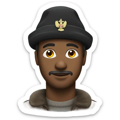 Black man with Russian hat on sticker