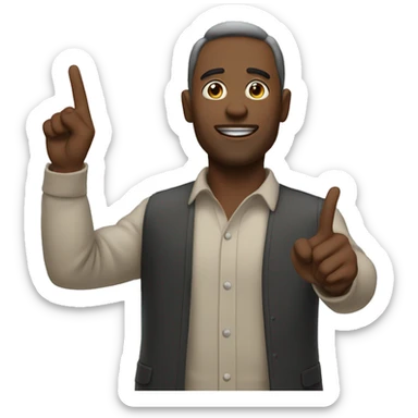 man pointing at sky with both hands sticker