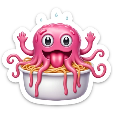 pink spaghetti slop monster hot dog  sticker