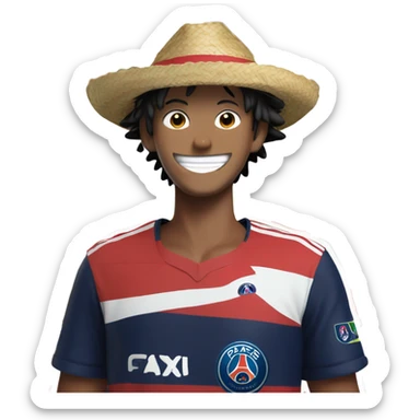 Luffy with psg jersey sticker